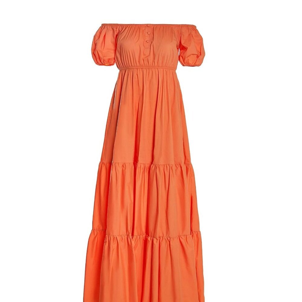 The Marni Maxi Dress showcases a bright orange hue - Picture 3 of 4